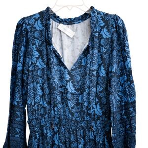 Walker & Wade Maxi Dress‎ Blue Floral Paisley Southern Boho Cottagecore Coastal